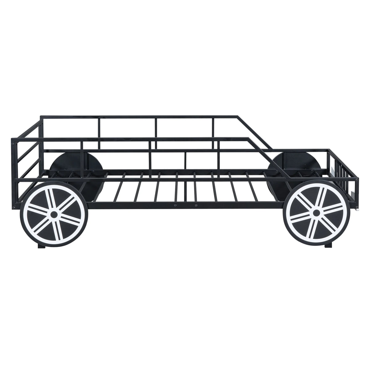 Twin Size Metal Bed Frame with Headboard and Guardrail B34078