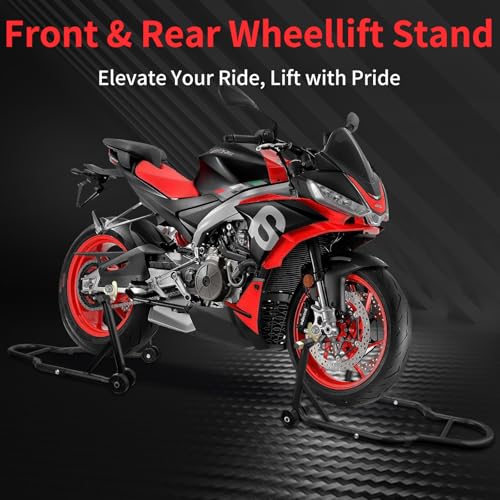 Motorcycle Stand & Lift Combo 882LBS Front/Rear Wheel Stand Black R148367
