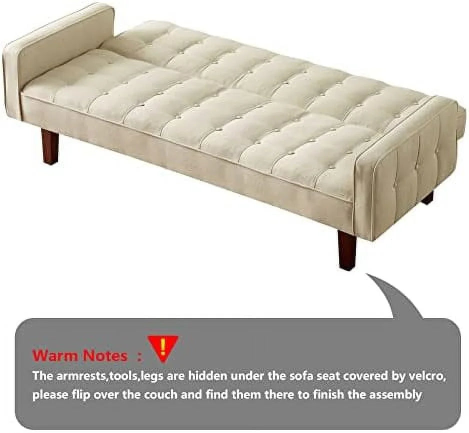 Linen Convertible Sleeper Sofa Bed 3 Seater (Blue) R514