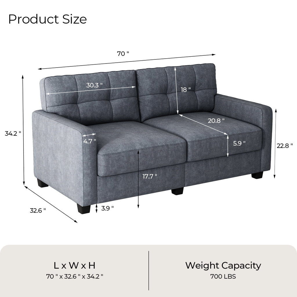 Gray Velvet Upholstered Loveseat T755