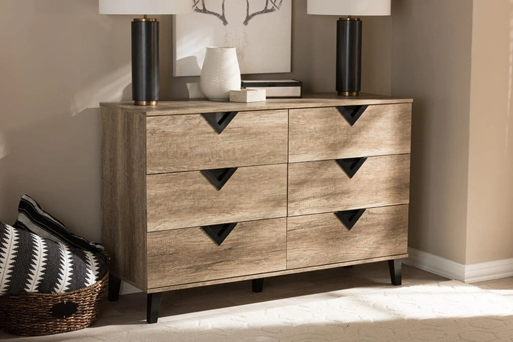 Light Brown Wood 6-Drawer Chest T7289