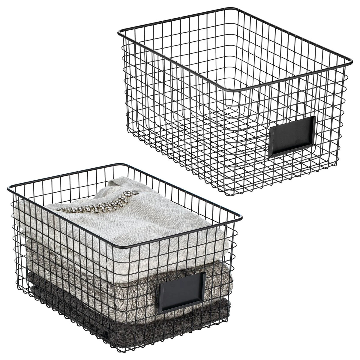 Matte Black 2 Pack Storage Organizer Basket D605997