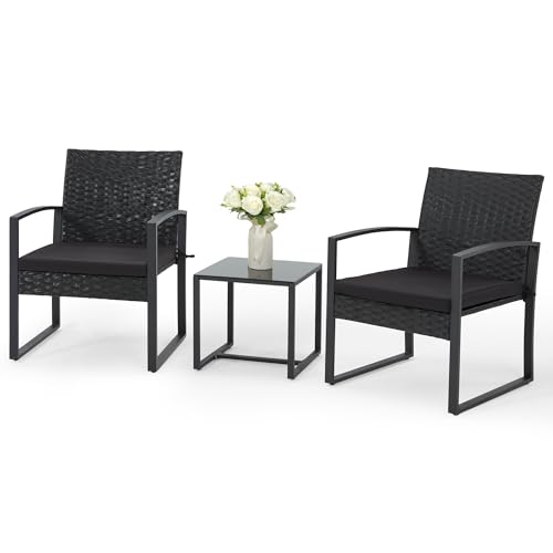 3 Pieces Rattan Patio Furniture Set with Coffee Table D27740