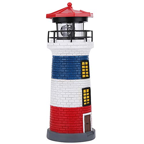 LED Solar Lighthouse Statue Rotating Lawn Decorations F53397