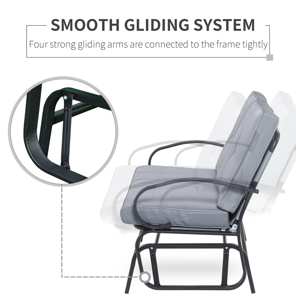 Grey 2-Person Outdoor Glider with Cushions K48046