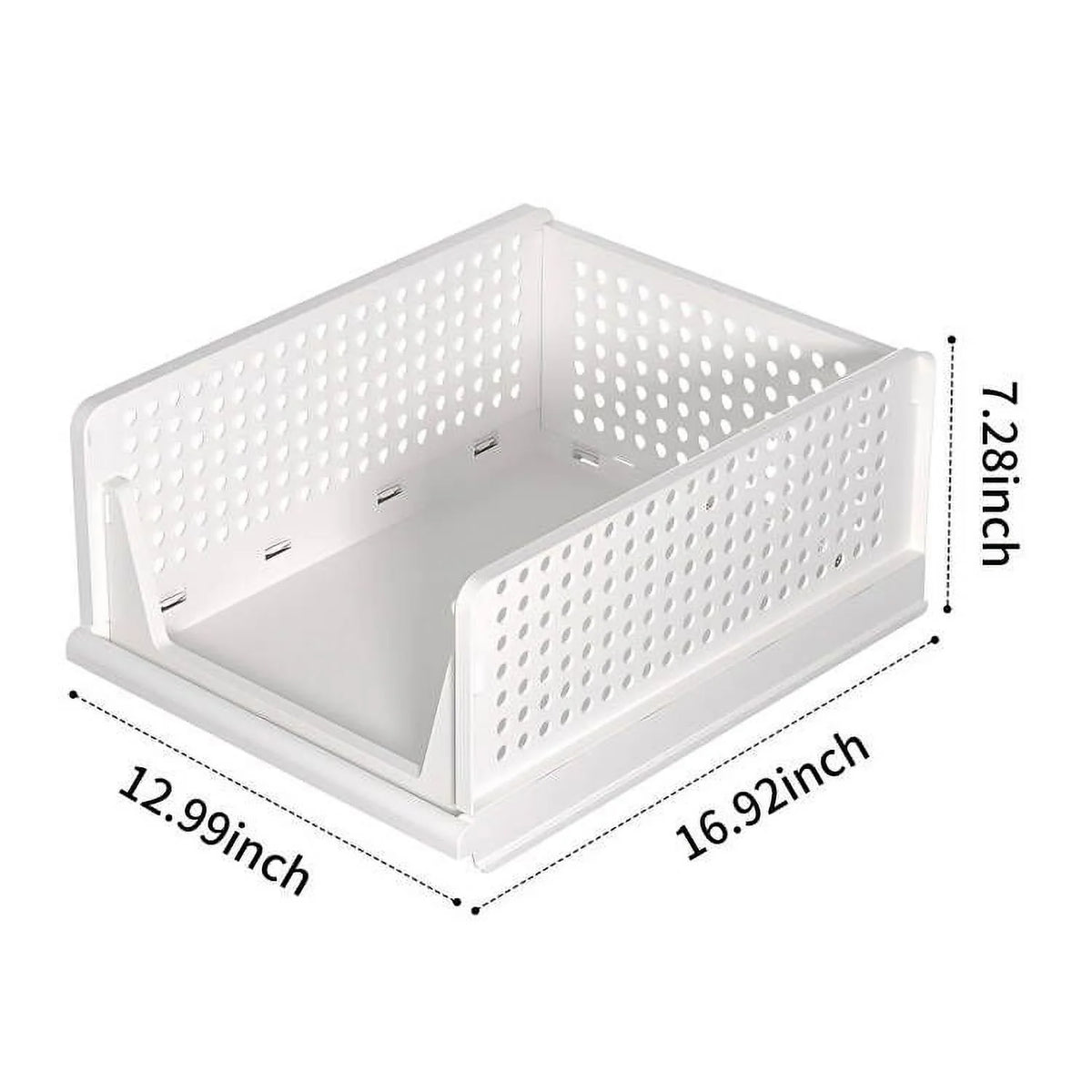 White 4 Pack Stackable Plastic Storage Basket S2480