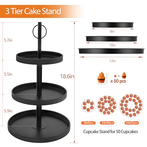 Black 3 Tier Metal Cupcake Stand 2 Pack U577