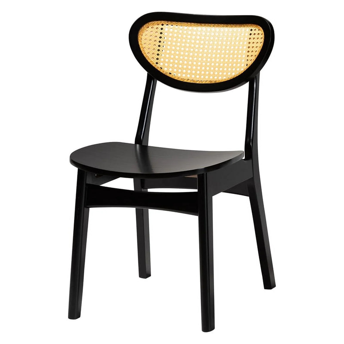 Dark Brown Wood and Woven Rattan 7-Piece Dining Set N415790