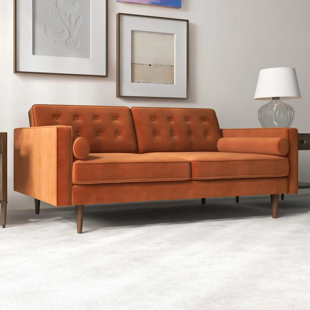 Orange Velvet Loveseat P928