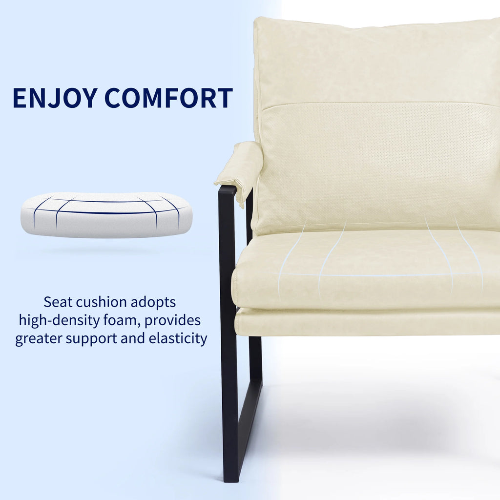Cream PU Leather Accent Chair M346769