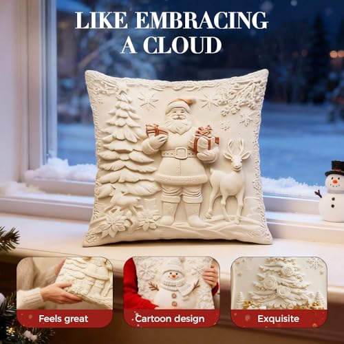 Christmas Pillow Covers Set of 4 White 20 inch P996869