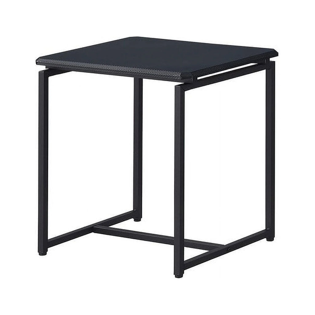 3 Piece Carbon Fiber Wrap Coffee Table and End Table Set Black W442