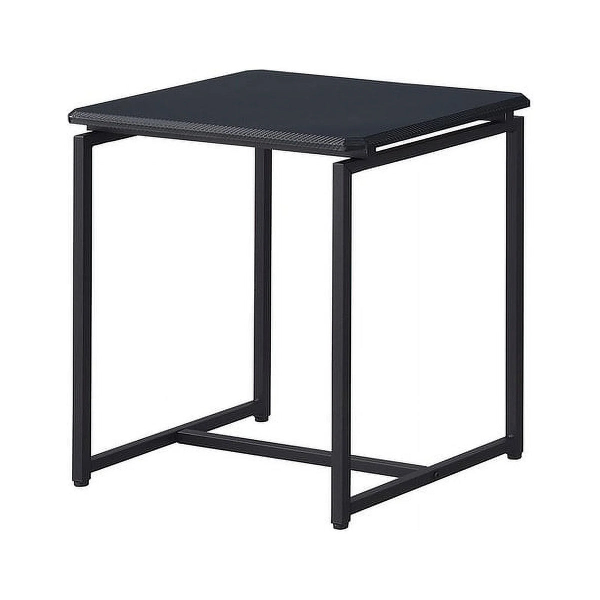 3 Piece Carbon Fiber Wrap Coffee Table and End Table Set Black W442