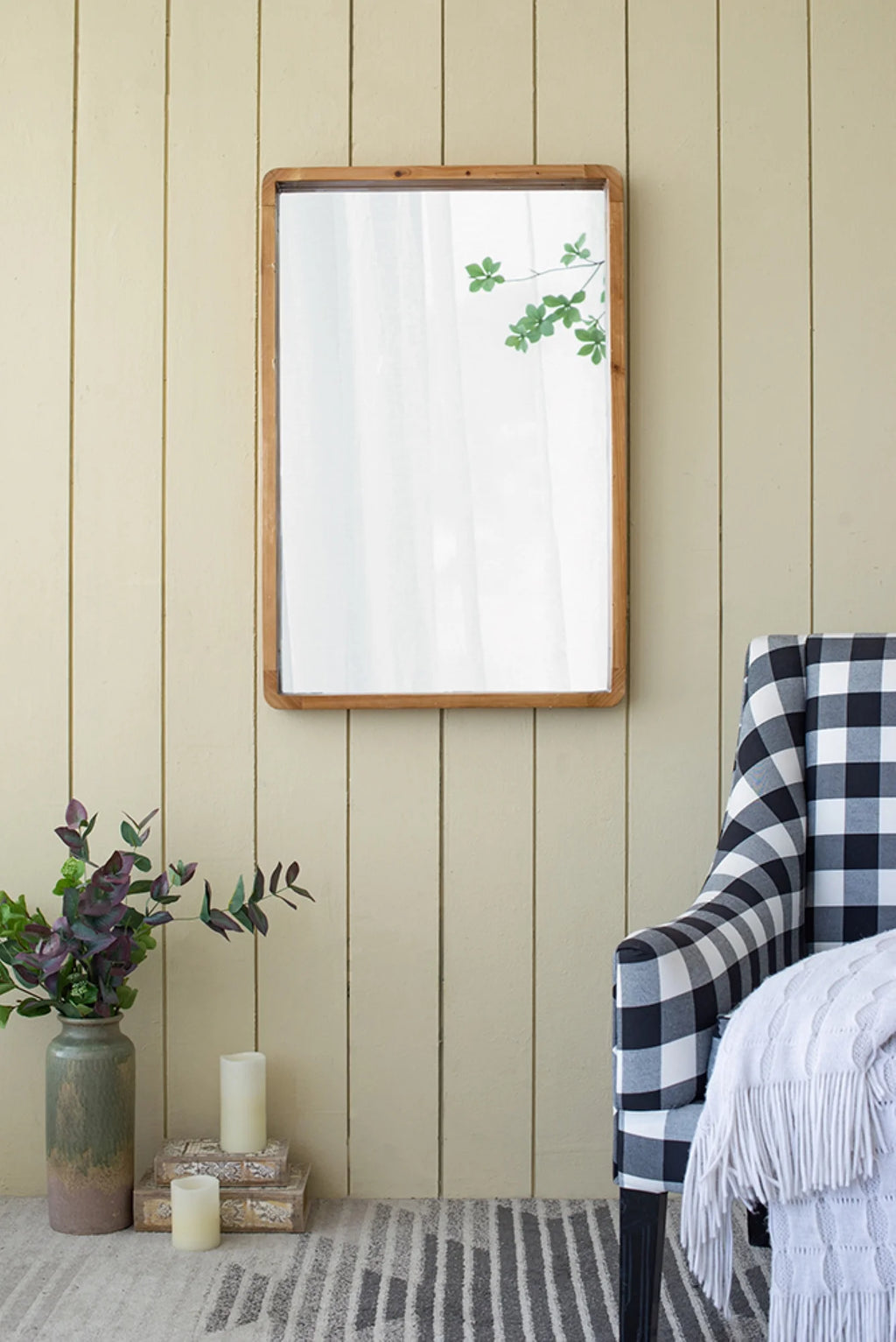Wooden Square Wall Mirror E7345