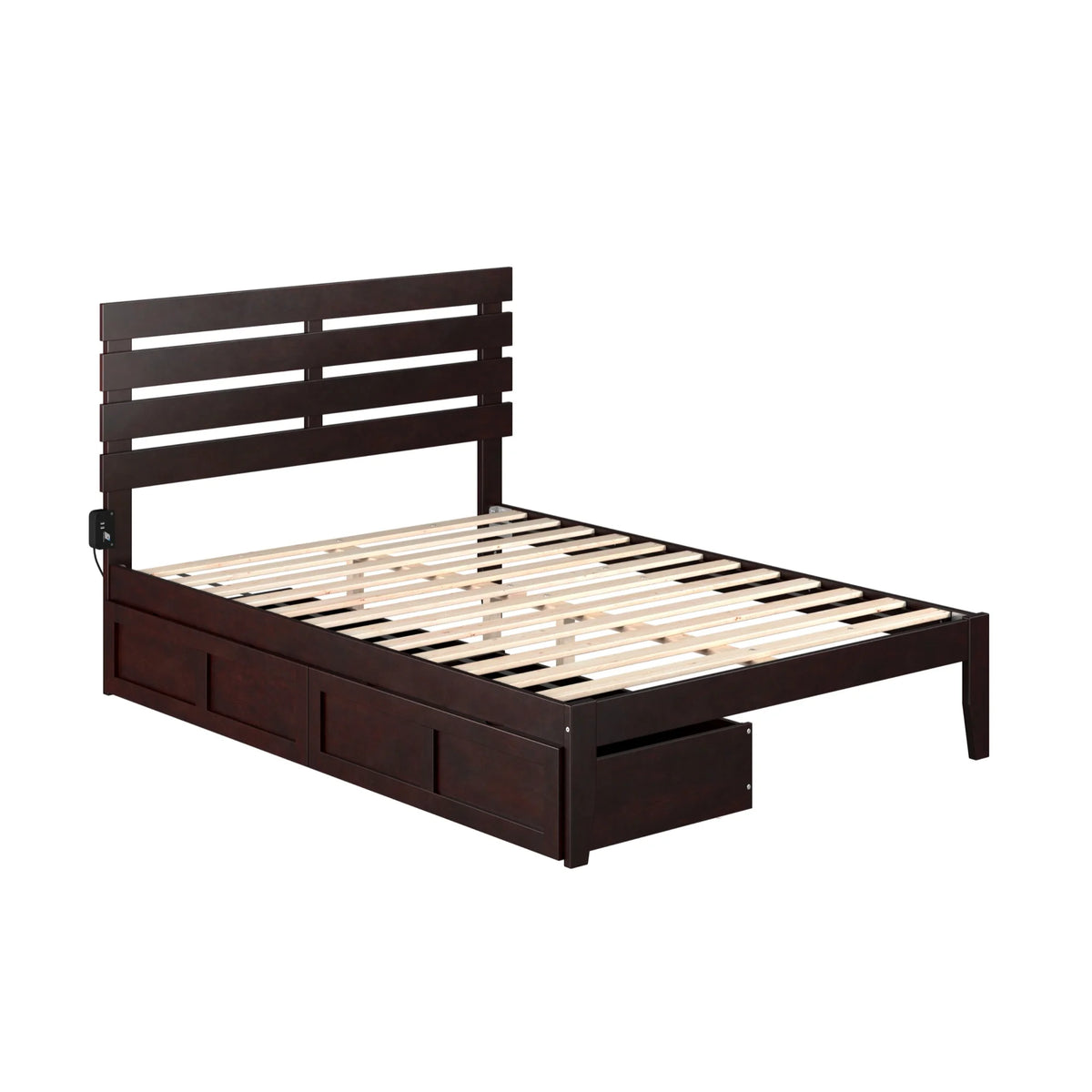 Modern Wood Full Bed with 2 Drawers R490