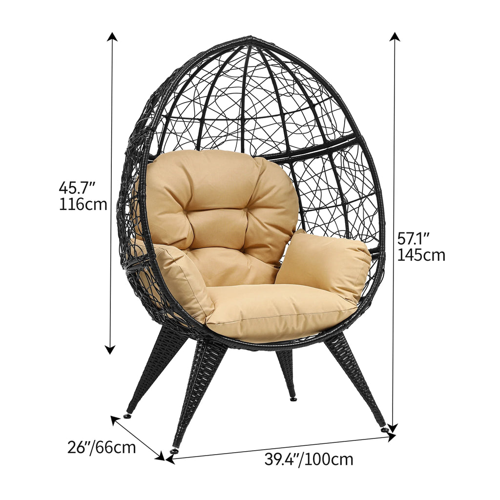 Oversized Wicker Egg Chair with Stand Cushion R19676