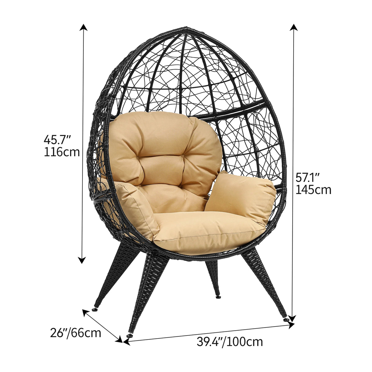Oversized Wicker Egg Chair with Stand Cushion R19676