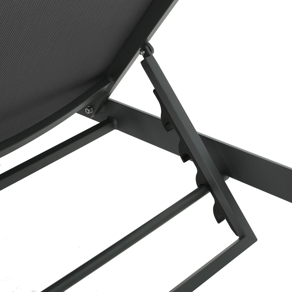 Grey Aluminum Chaise Lounge and Side Table W72103