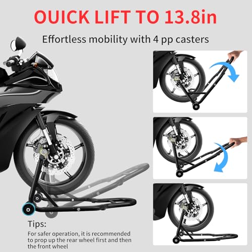 Motorcycle Stand & Lift Combo 882LBS Front/Rear Wheel Stand Black R148367