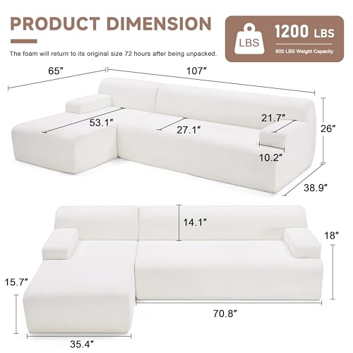 107" Modular Sectional Sofa with Chaise, Beige T483571