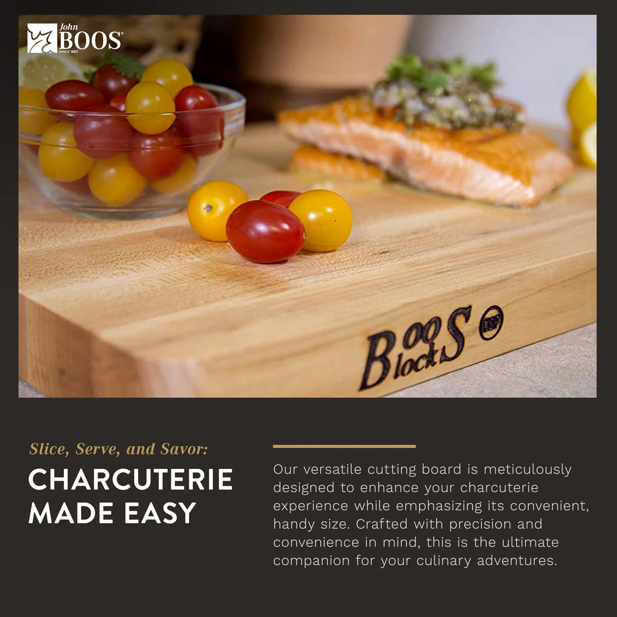 Maple Wood Edge Grain Cutting Board, 16" x 10" x 1" P496