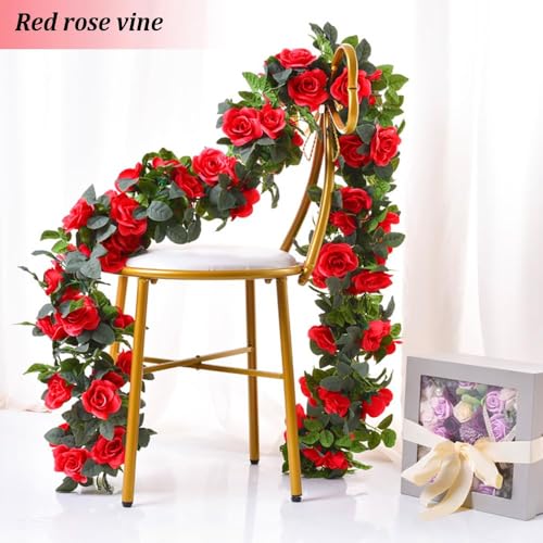White 10PCS Artificial Rose Garland 7.5Ft U340