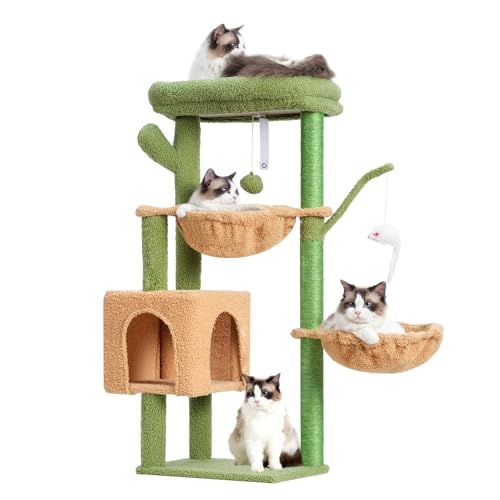 39.4 Inches Light Gray Cat Tree with Scratching Post S379874