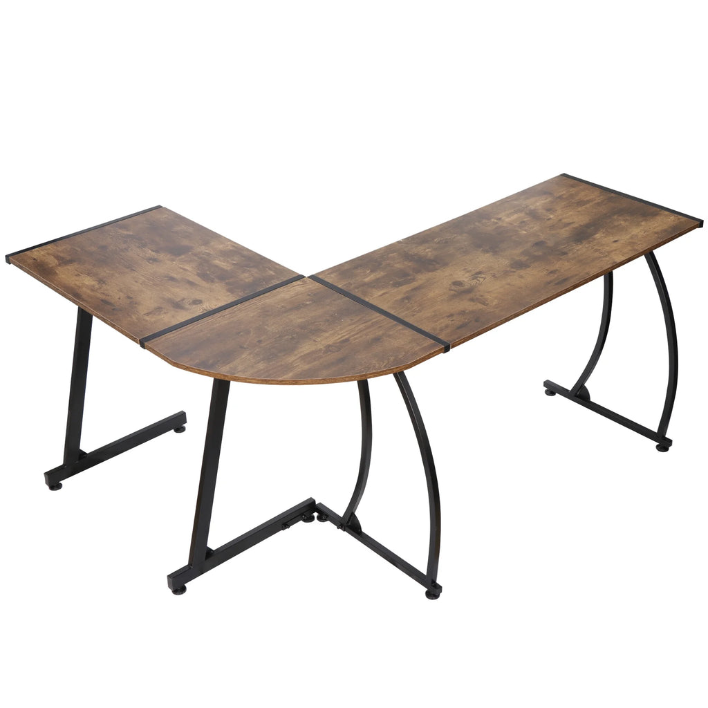 Brown L-Shaped Computer Desk S96738