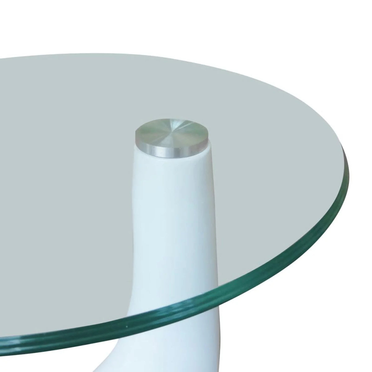 Round Glass Top White Coffee Table C51999