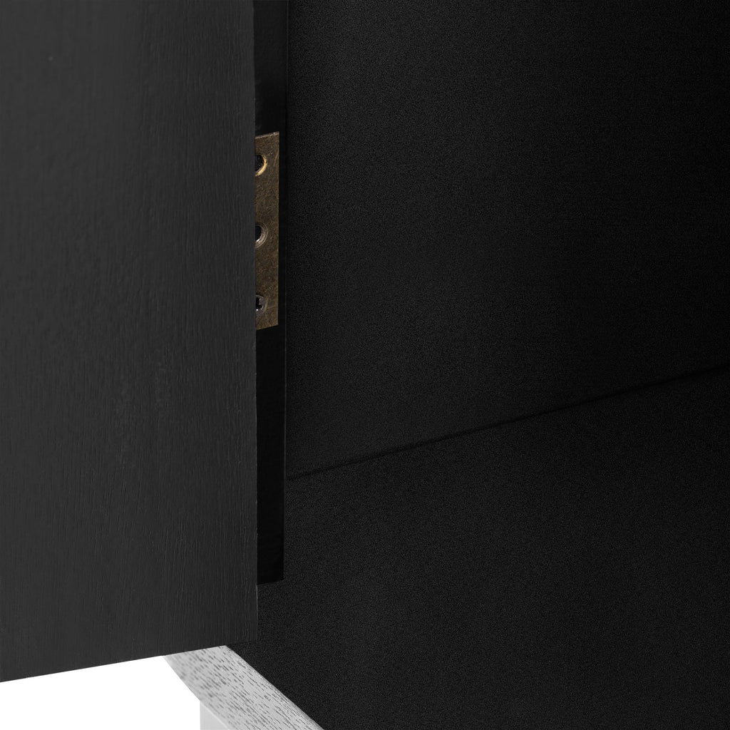 Black Solid Wood Veneer Storage Cabinet with Three Doors B5646