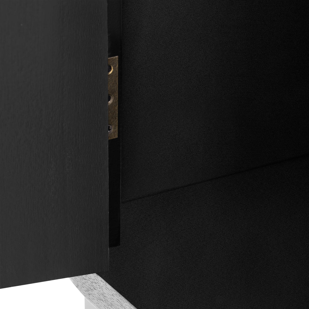 Black Solid Wood Veneer Storage Cabinet with Three Doors B5646