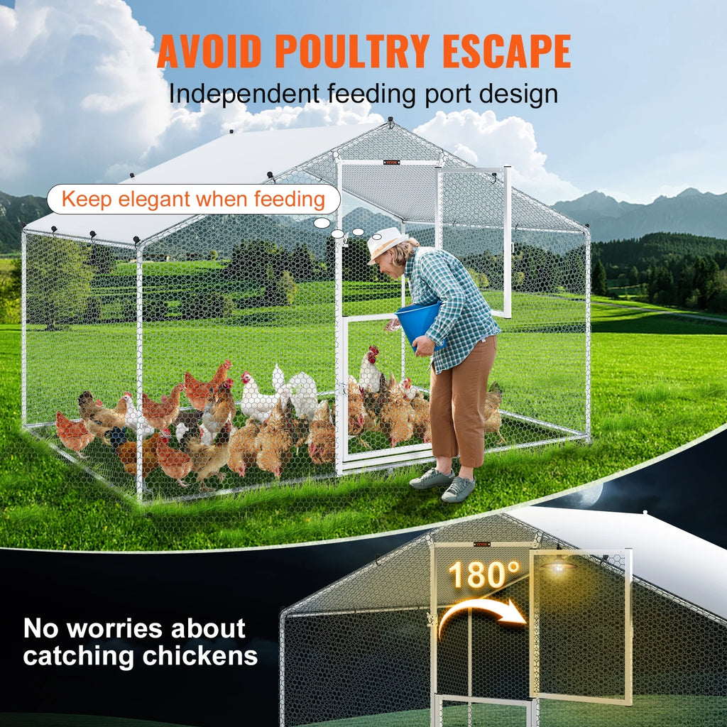 Large Metal Chicken Coop 6.6x9.8x6.6 ft L5934