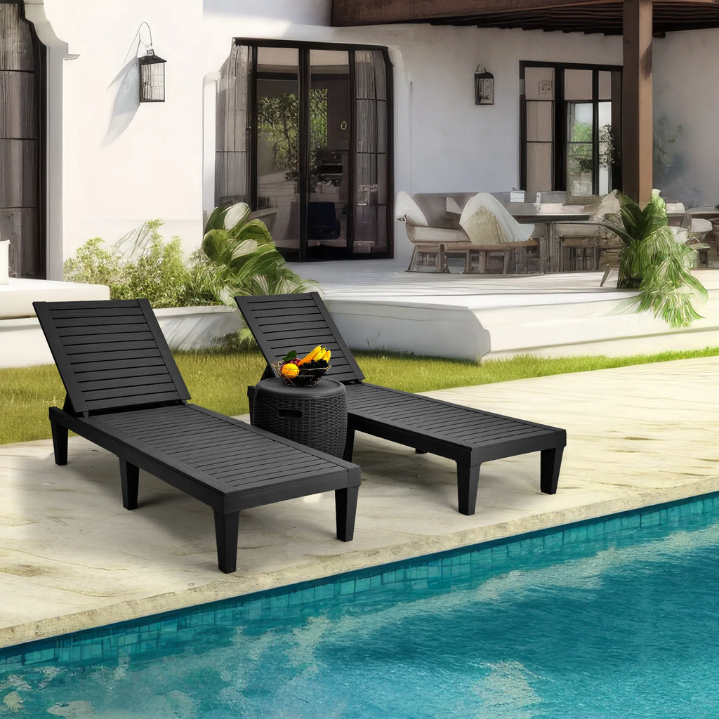 Adjustable Outdoor Lounge Chairs, Black J599