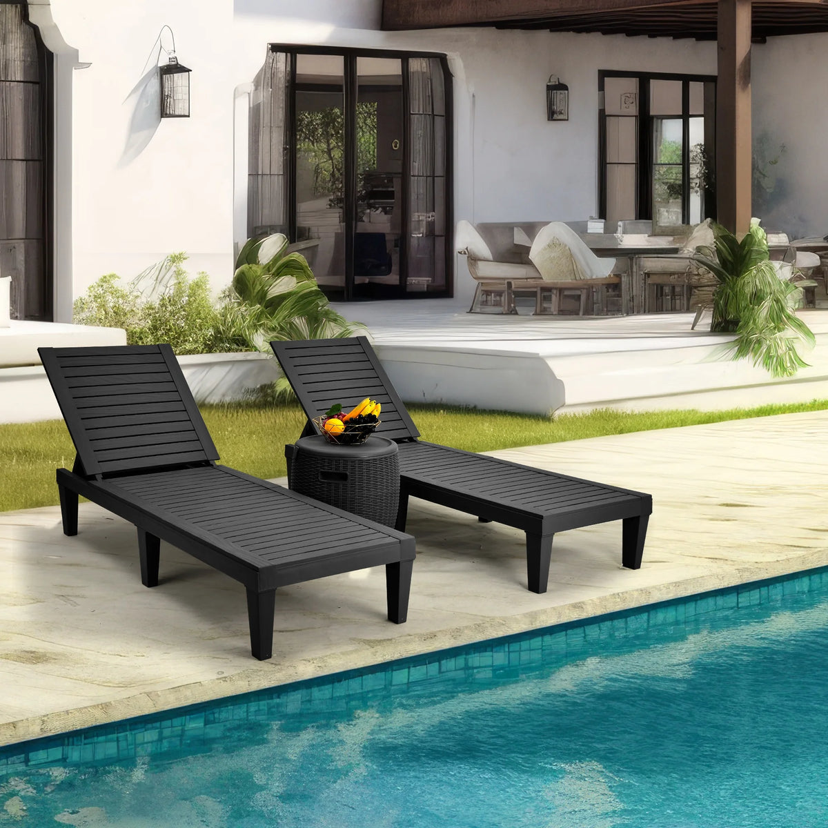 Adjustable Outdoor Lounge Chairs, Black J599