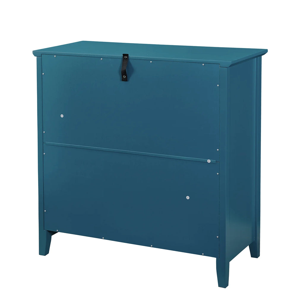 Teal Blue Wooden Buffet Cabinet with Adjustable Shelves D381