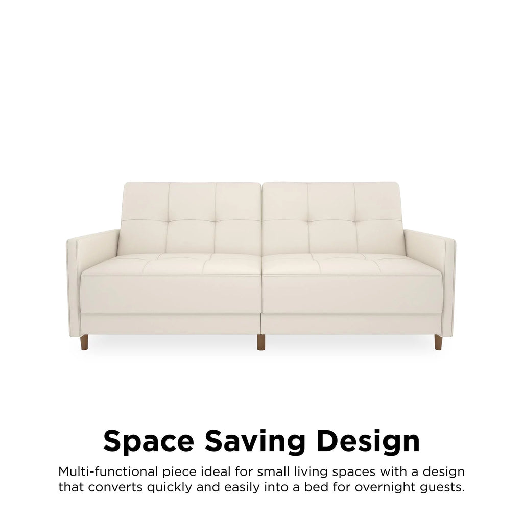 White Faux Leather Coil Futon A521081
