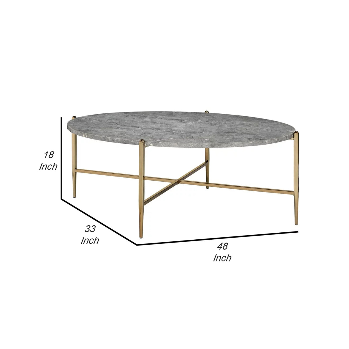 Gray and Gold Oval Marble Top Coffee Table M814818