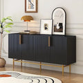 Gray Sideboard Cabinet with Rattan Door U9539