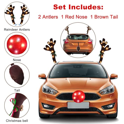 Christmas Car Reindeer Antlers Decoration Kit with Jingle Bells P21444