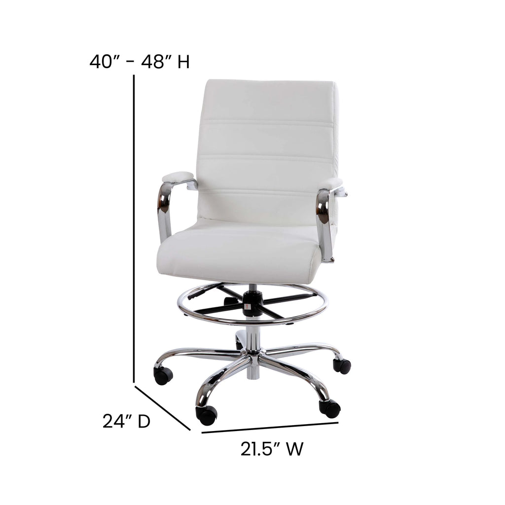 White Faux Leather Drafting Stool C285315