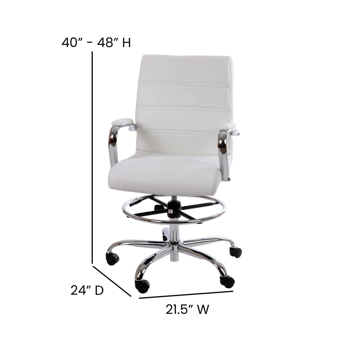 White Faux Leather Drafting Stool C285315