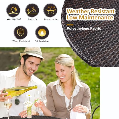 3 Pieces PE Wicker Rattan Folding Bistro Set V448383