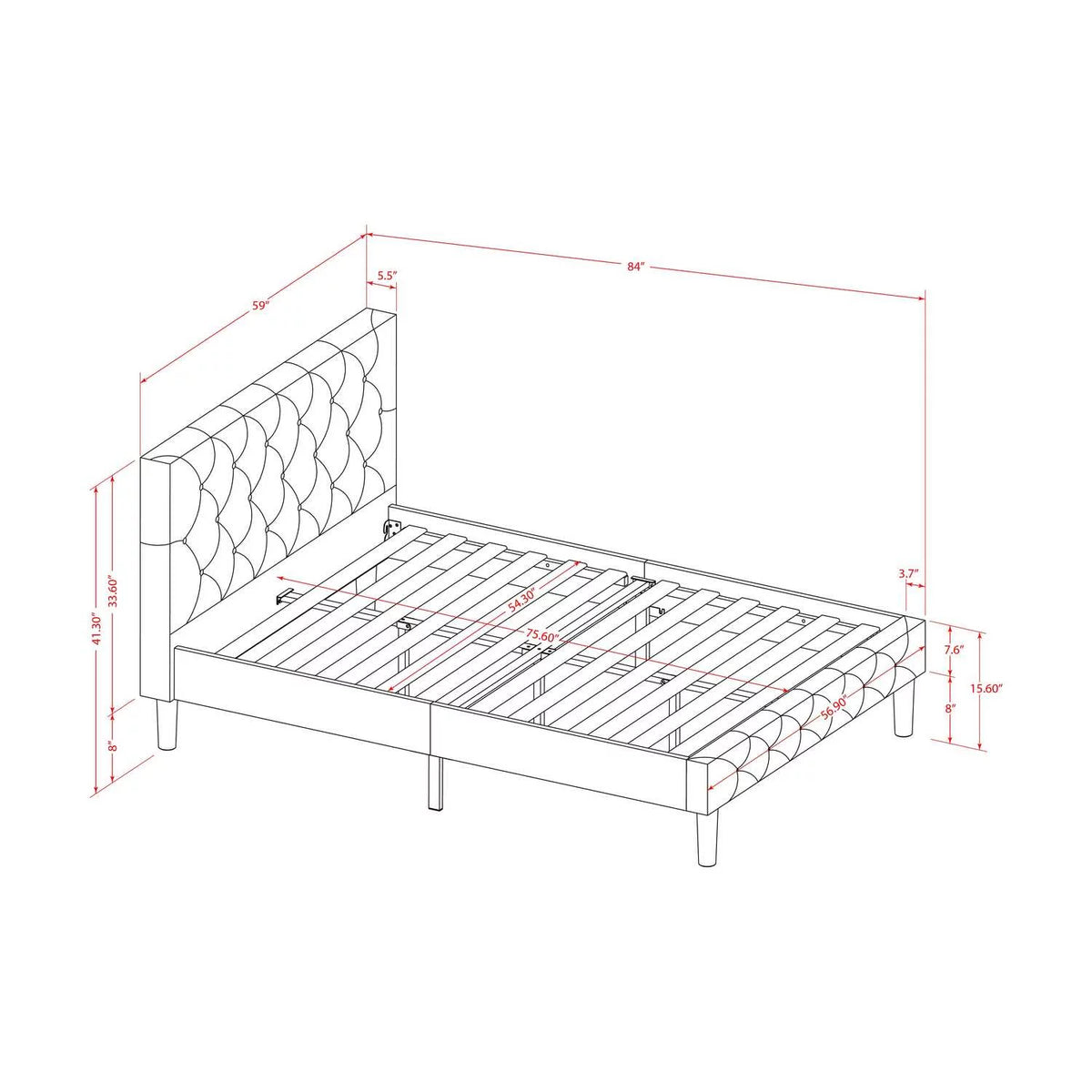White 2 Pieces Wooden Full Bedroom Set D325