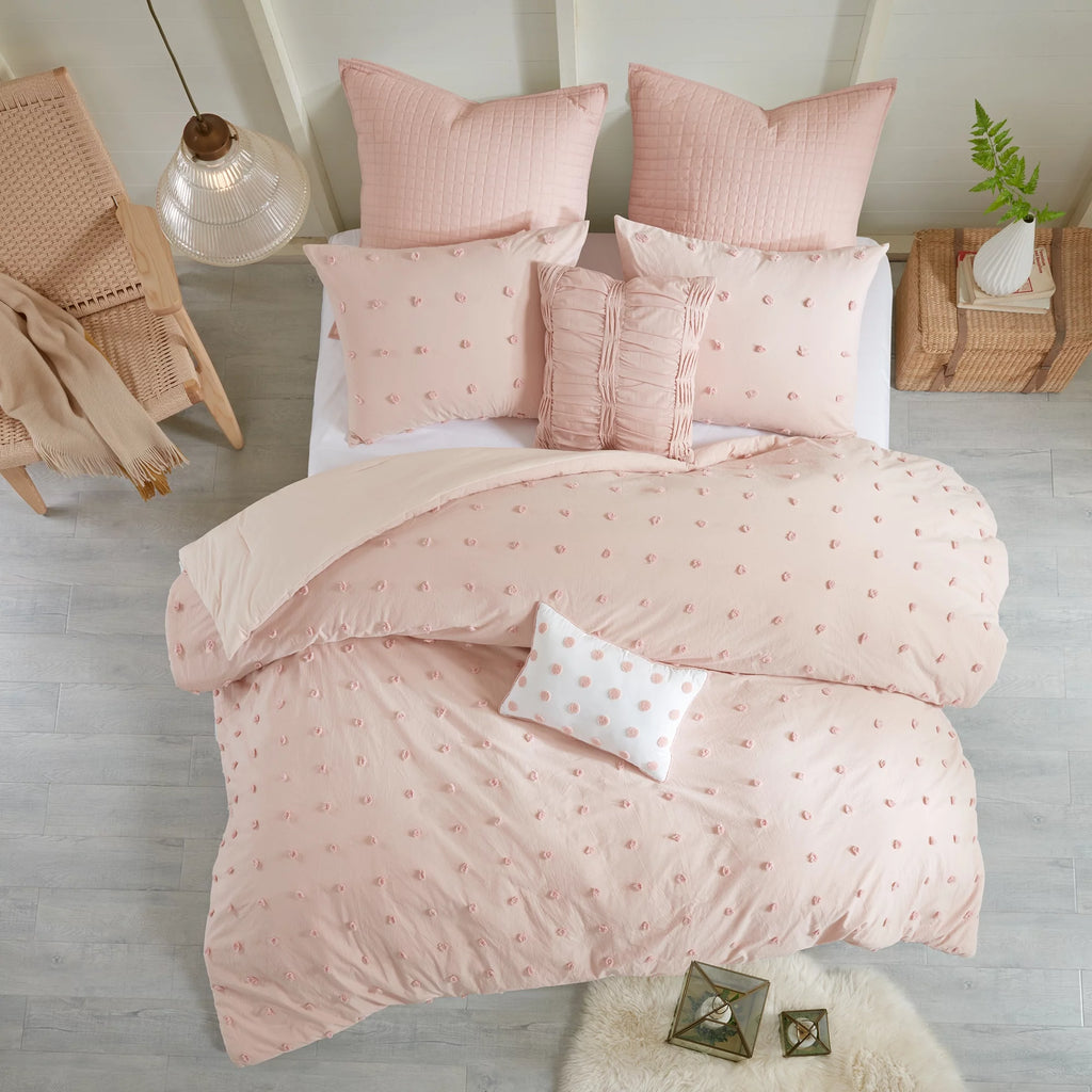 Cotton Jacquard Pink 5-Piece Comforter Set H21617