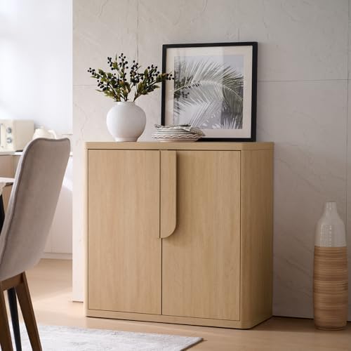 Natural 4 Door Sideboard Buffet Cabinet with Adjustable Shelves A404