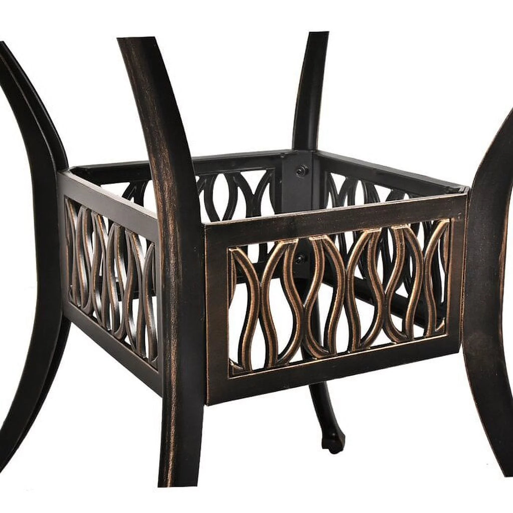35.4" Diameter Cast Aluminum Round Patio Dining Table with Umbrella Hole H39365
