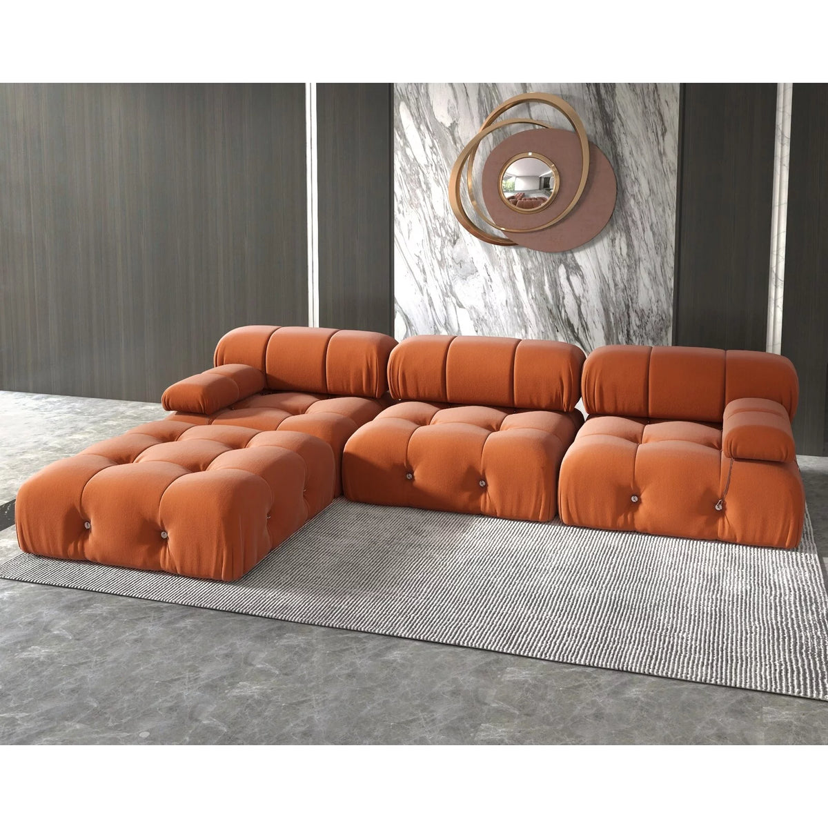 Velvet Upholstered Modular Sectional Sofa V8459