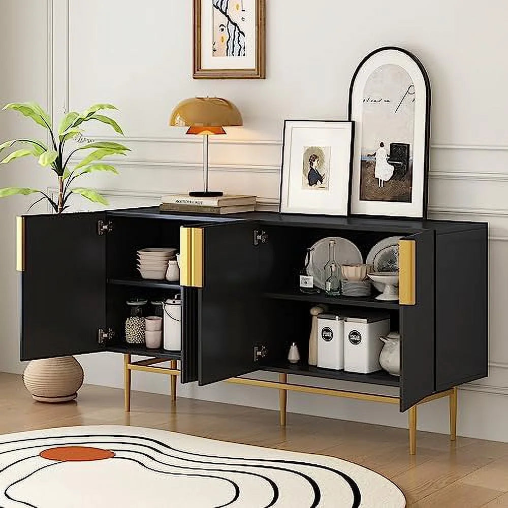 Gray Sideboard Cabinet with Rattan Door U9539
