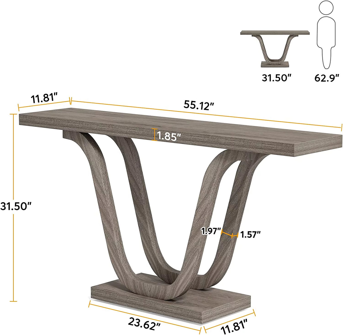 55-inch Grey Wood Rustic Console Table S7377