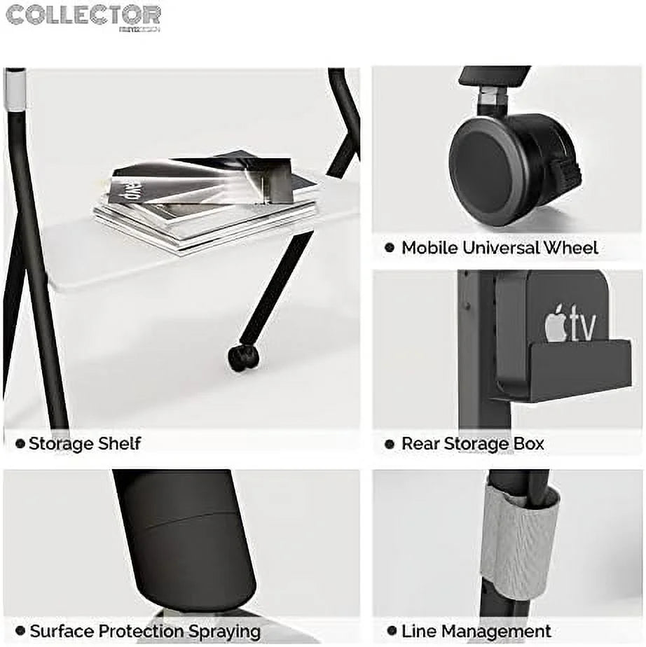 Mobile TV Stand for 55 60 65 75 78 Inch TV Rolling TV Cart with Wooden Shelves V7743